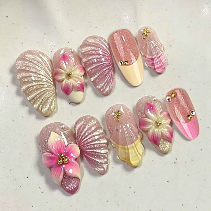 Floral 3D Press-On Nail Art Set