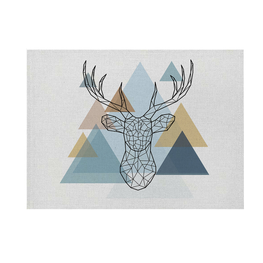 Modern Geometric Linen-Texture Canvas Wall Art Print