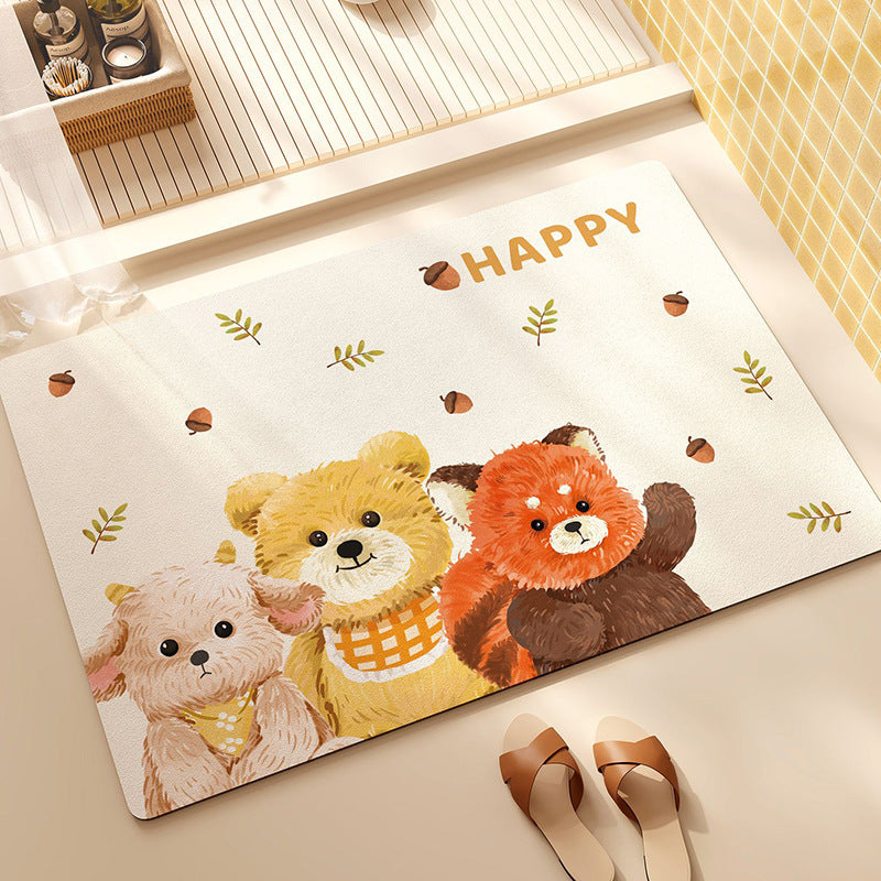 Cute Animal-Themed Plush Floor Mat Bowlift