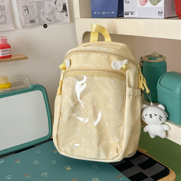 Transparent Dot-Patterned Backpack Bowlift
