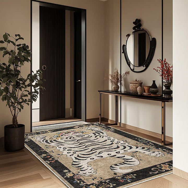 Artistic Tiger Print Area Rug Bowlift
