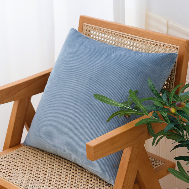 Square cord decorative pillow cover with fine ribbed structure and concealed zipper Bowlift