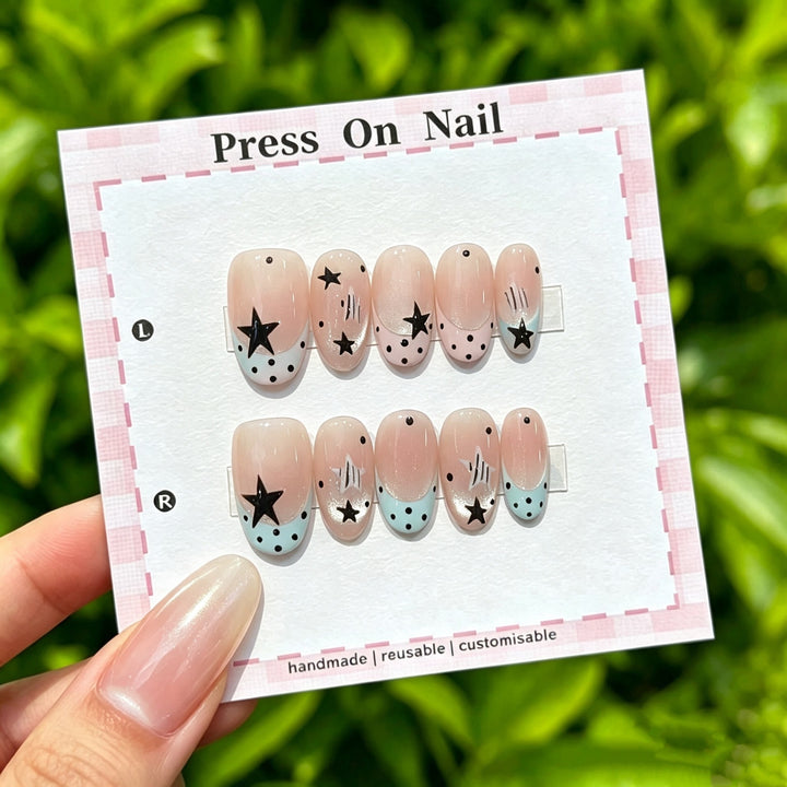 Customizable Star-Themed Press-On Nails