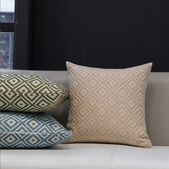 Square decorative cushion cover with geometric diamond pattern Bowlift