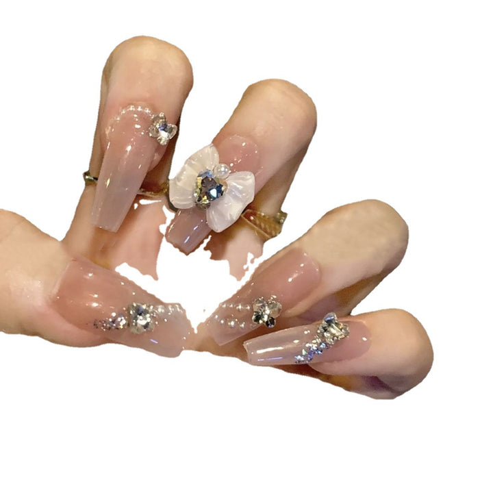 Floral Rhinestone Press-On Nail Art Bowlift