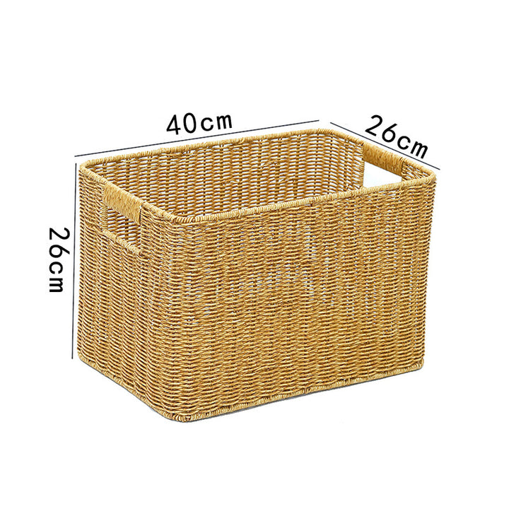 Rectangular Storage Basket, Woven Natural Material, 44 x 30 x 28 cm