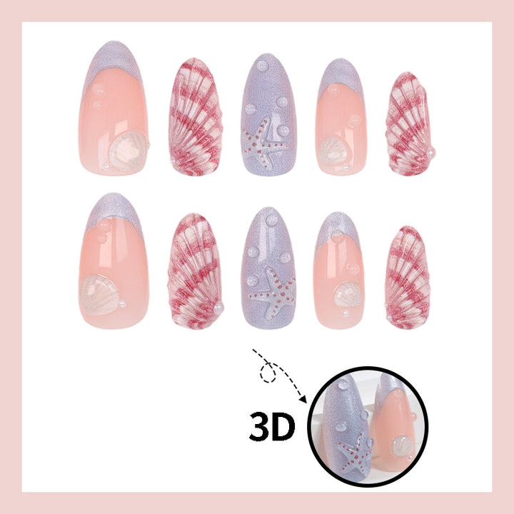 Nail art set with maritime shell and star motifs Bowlift