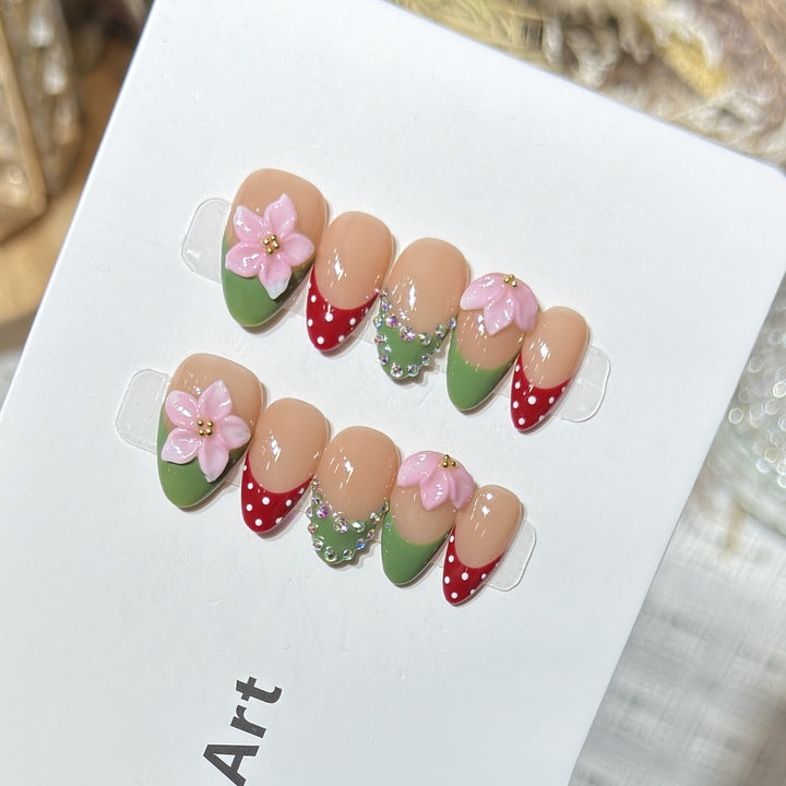 Artistic Floral Press-On Nails