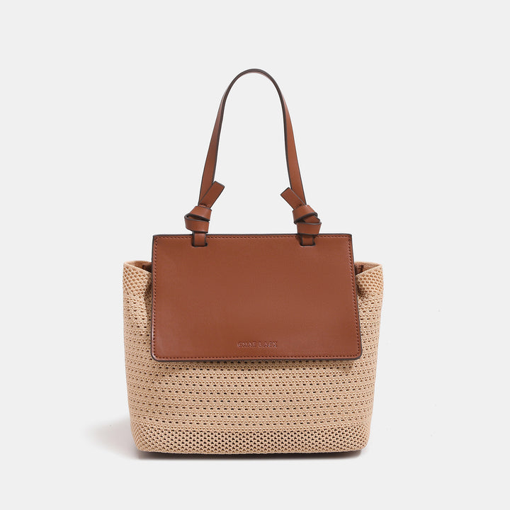 Woven Two-Tone Handheld Tote Bag