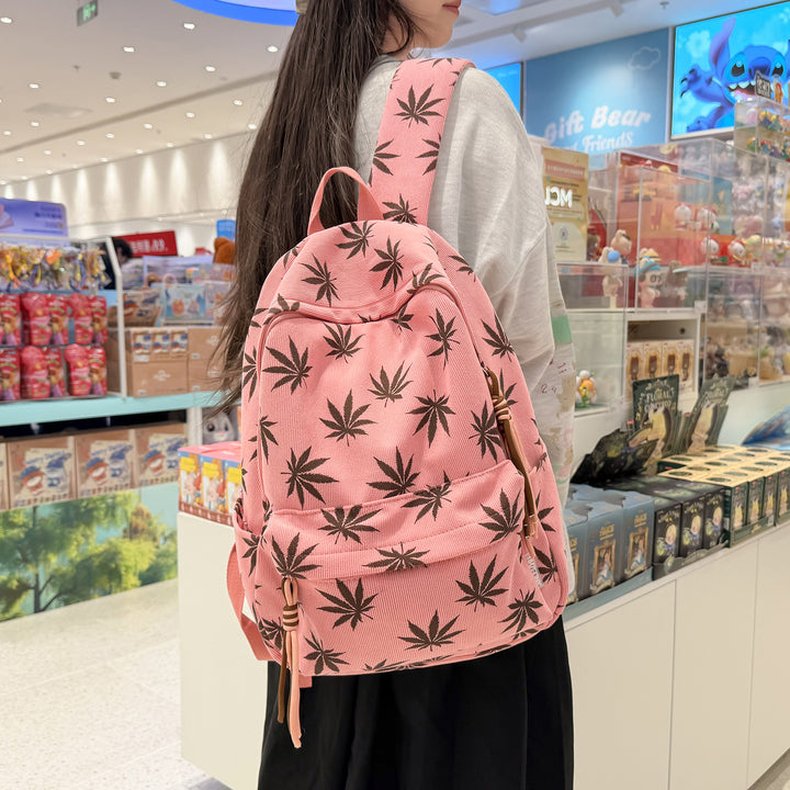 Stylish Leaf-Patterned Backpack Bowlift