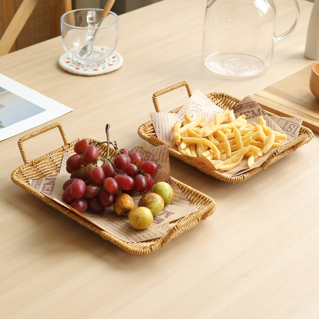 Woven Serving Tray with Easy-Grip Handles