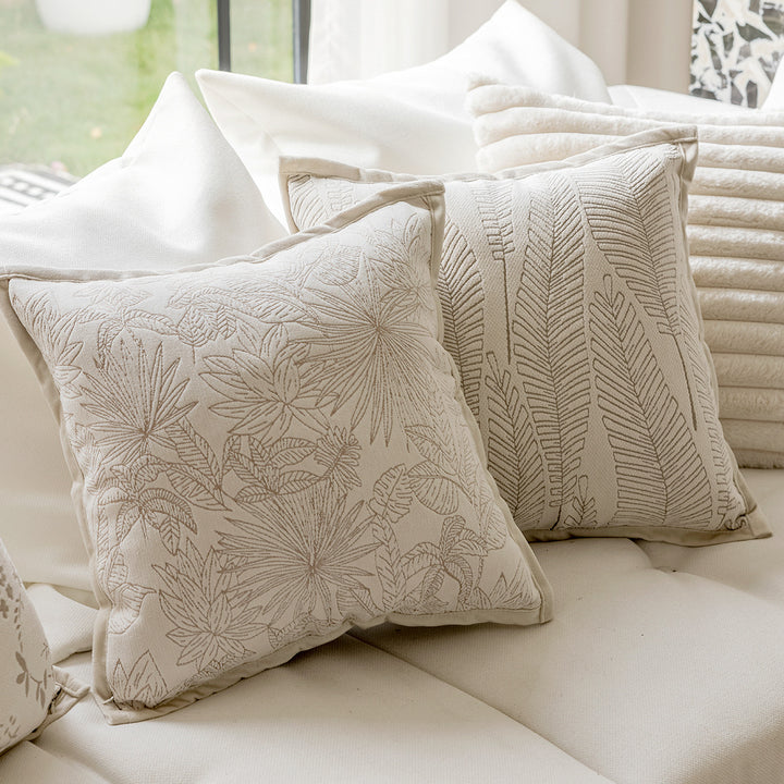 Elegant decorative pillow with leaf pattern