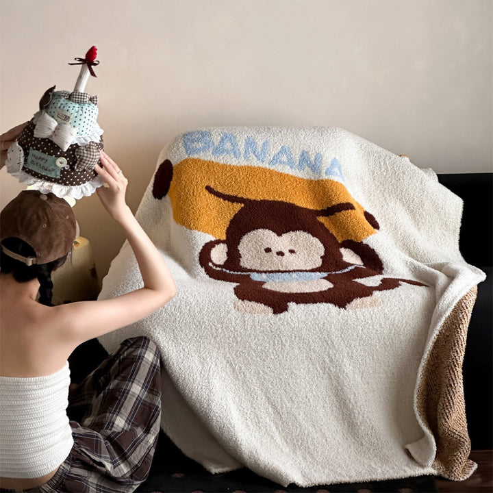Plush Tree-Pattern Chenille Throw Blanket