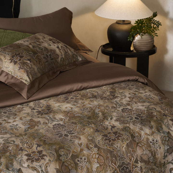 Paisley-Jacquard bedding set with satin border