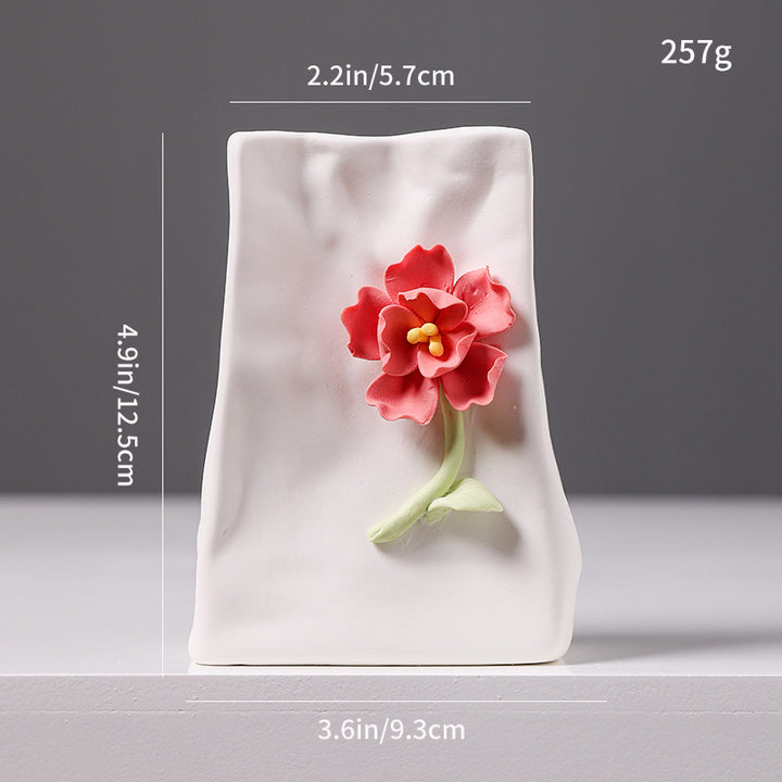 Decorative Floral Relief Ceramic Vase Bowlift
