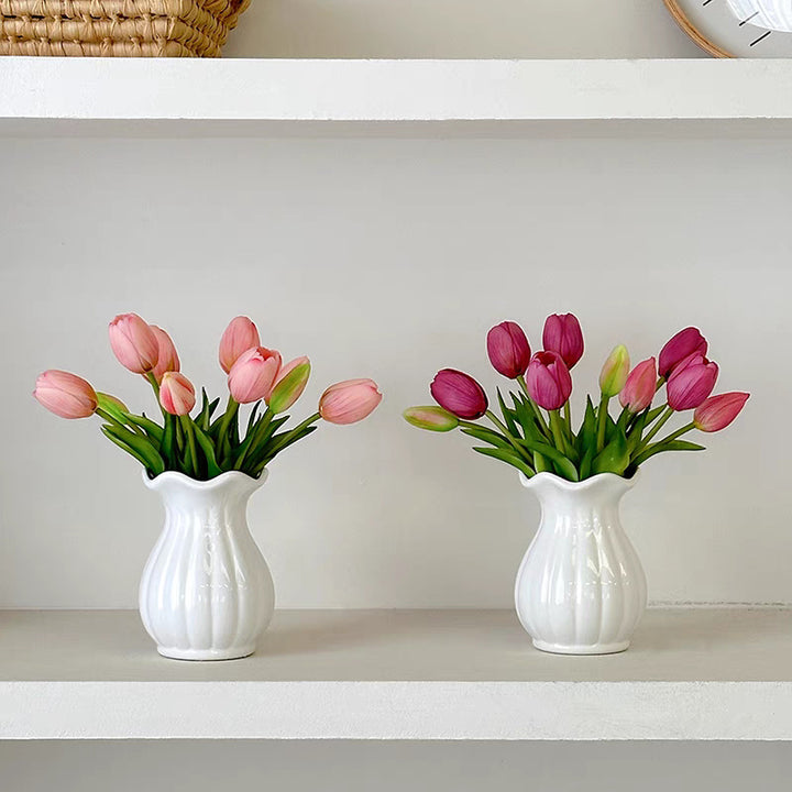 Ribbed Ceramic Flower Vase Bowlift