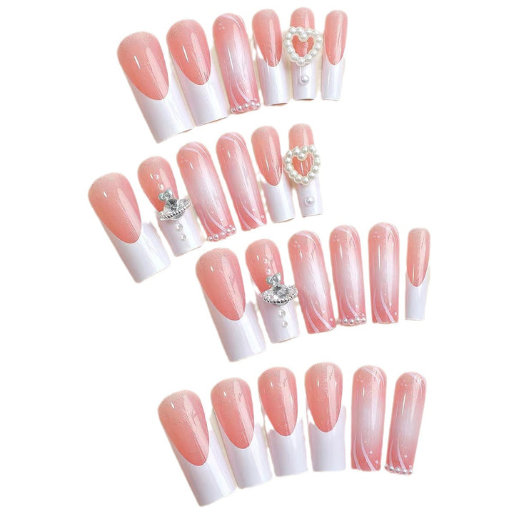 Artificial nails with luxurious pearl design