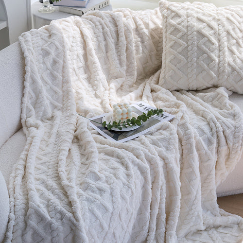 Square plush cushion cover with Scandi braid pattern and extra soft Sherpa quality Bowlift