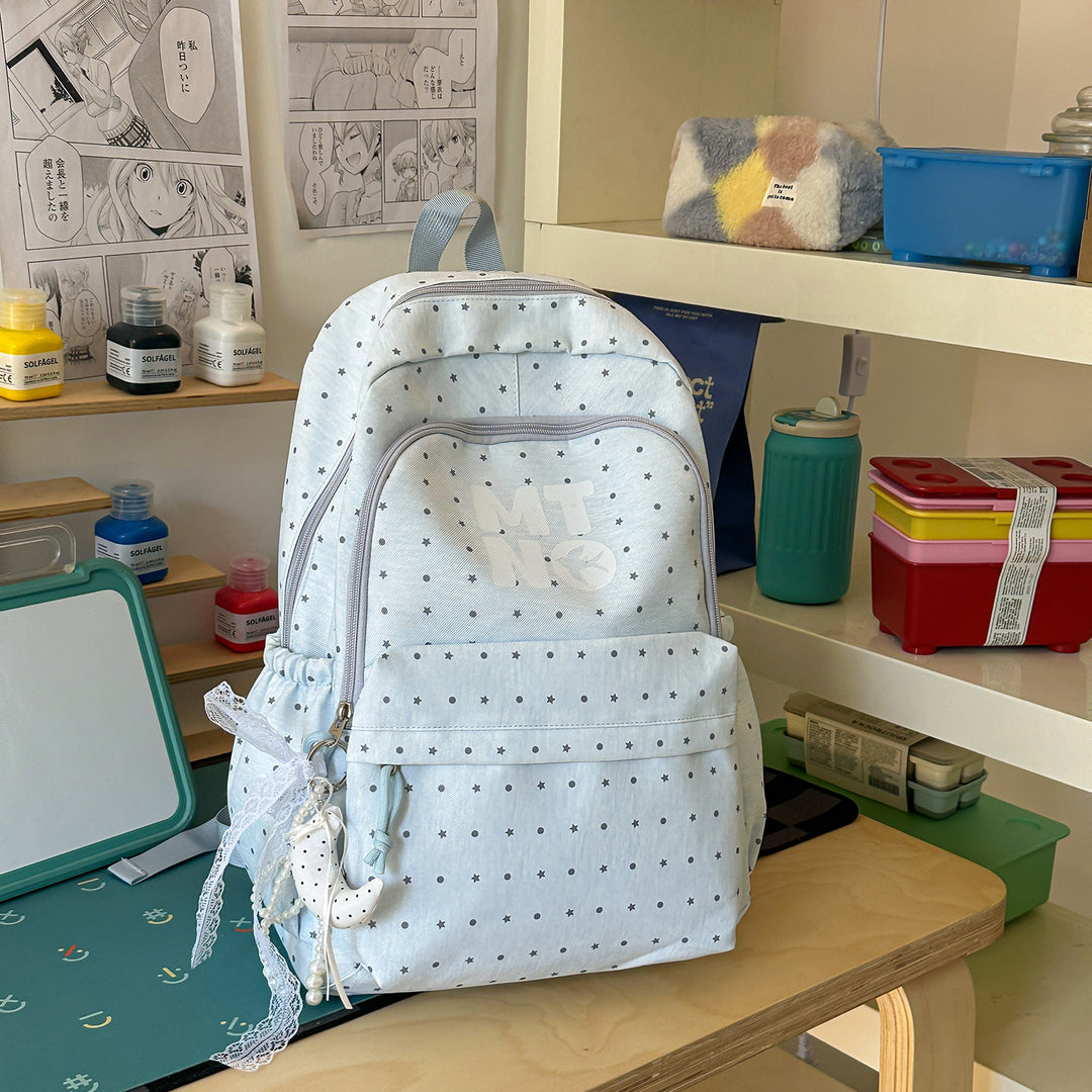 Stylish Polka Dot Printed Backpack Bowlift