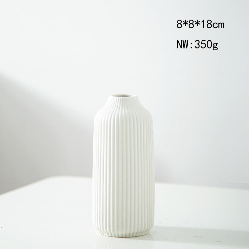Elegant Ribbed Ceramic Decorative Vase Bowlift