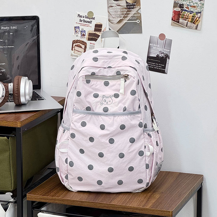 Stylish Polka Dot Casual Backpack Bowlift 1791205343