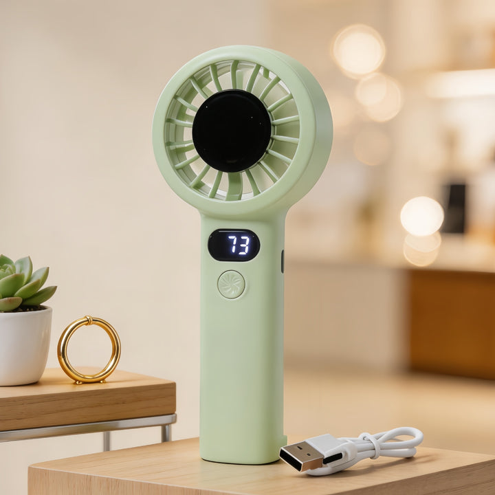 Women Portable Hand Fan with Digital Control and USB Connection Bowlift
