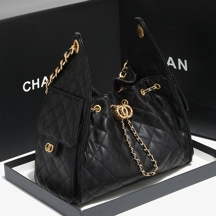Quilted Drawstring Bucket Handbag