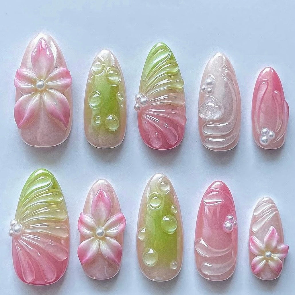 Artificia Nails with Floral 3D Design Bowlift