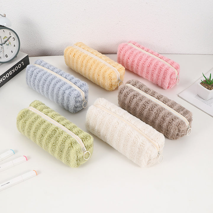 Sherpa Fleece Cylindrical Pencil Case & Cosmetic Pouch Bowlift