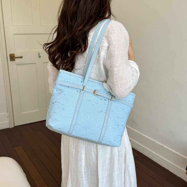 Star-Patterned Canvas Tote Bag