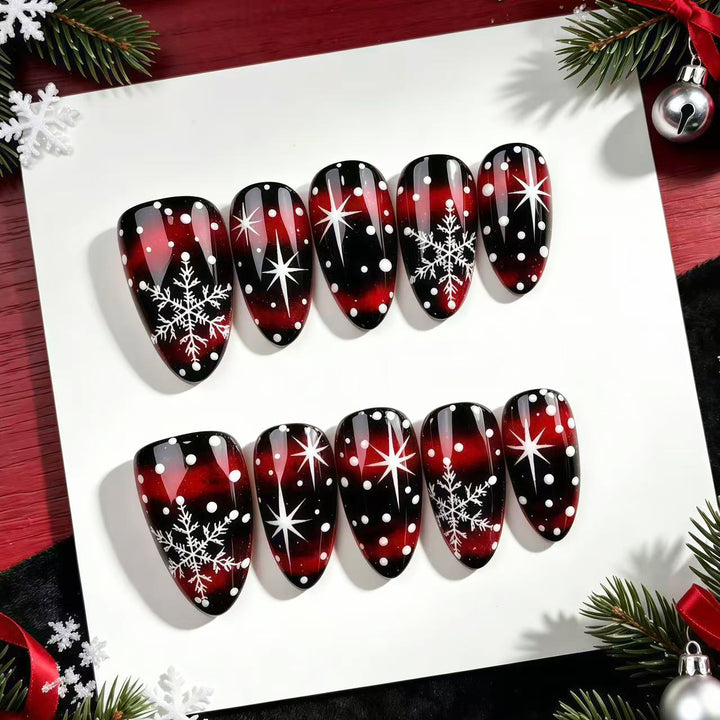 Festive Snowflake Press-On Nail Art