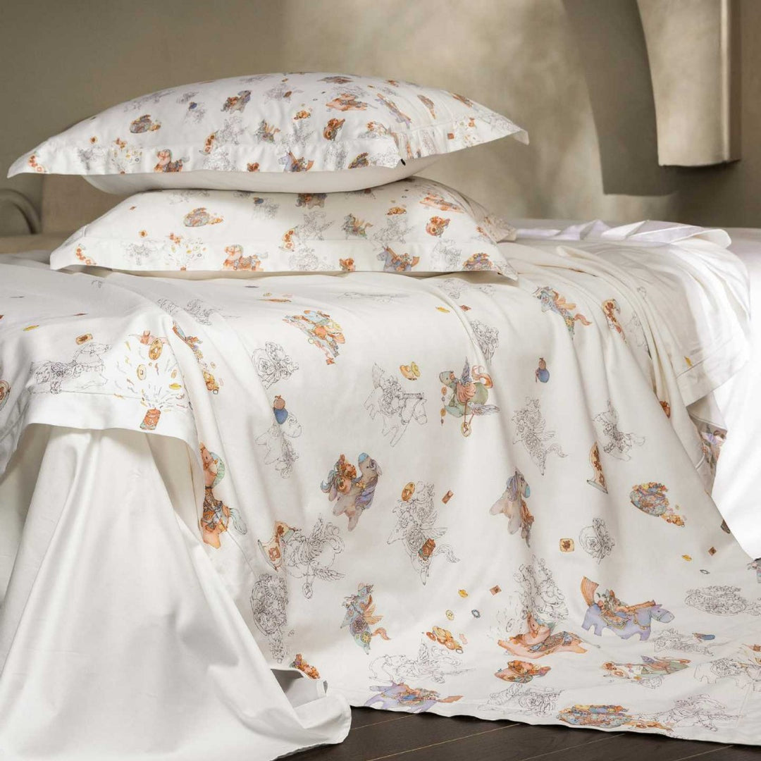 Whimsical Illustrated Cotton Sateen Duvet Cover & Pillowcase Set
