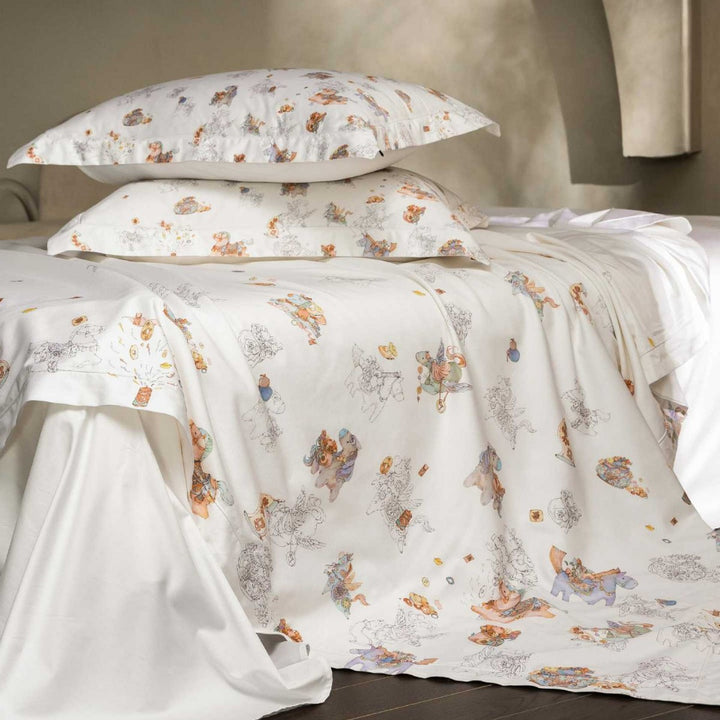 Whimsical Illustrated Cotton Sateen Duvet Cover & Pillowcase Set
