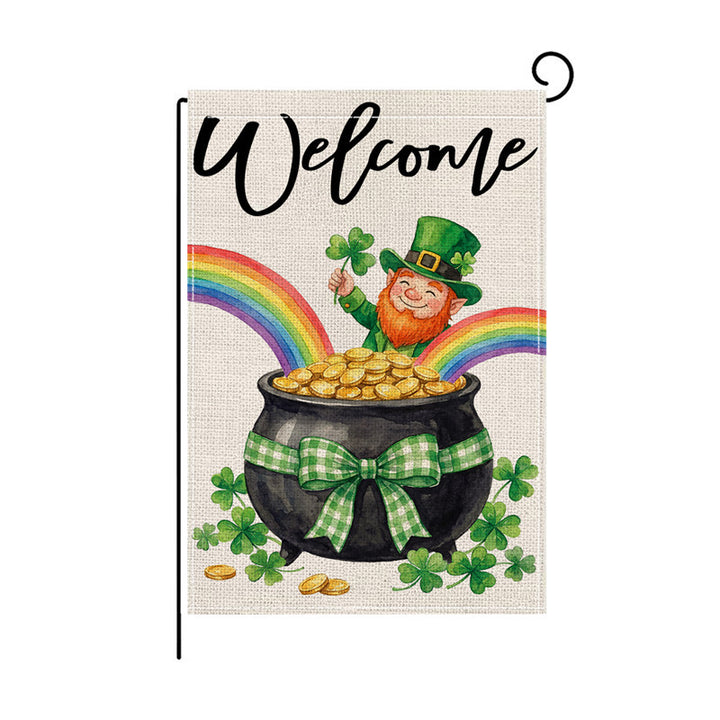 Seasonal St. Patrick's Day Outdoor Garden Flag Double-Sided Burlap-Texture