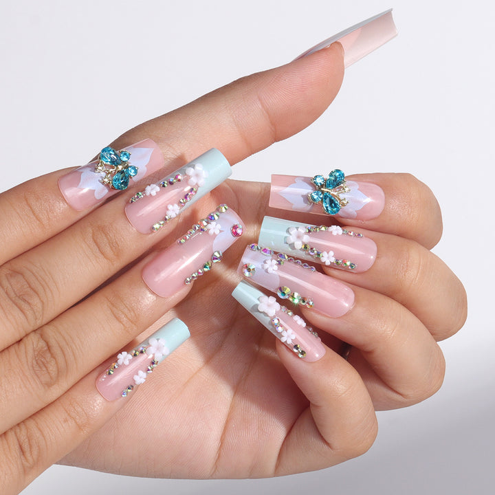 Decorative Floral Print Press-On Nails Bowlift