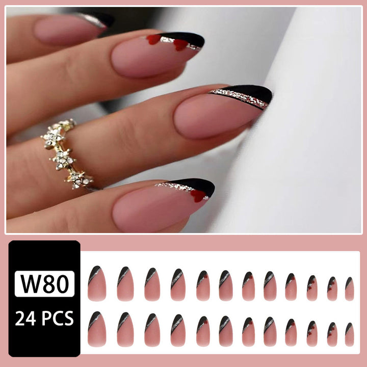 Artificial Nail Set with Glamorous Marbled Design Bowlift