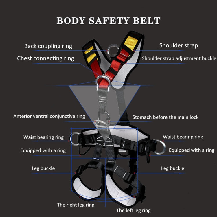 BowLift | XINDA XDA9516 Outdoor Climbing Polyester High-Strength Rope Adjustable Descender Full-Body Safety Harness