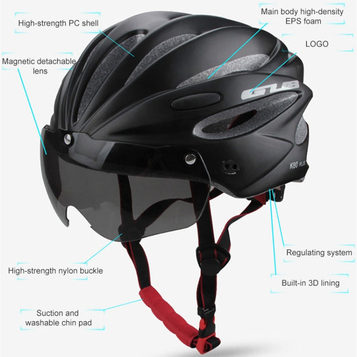 BowLift | GUB K80 Plus Bicycle Helmet with Visor and Glasses (Black)