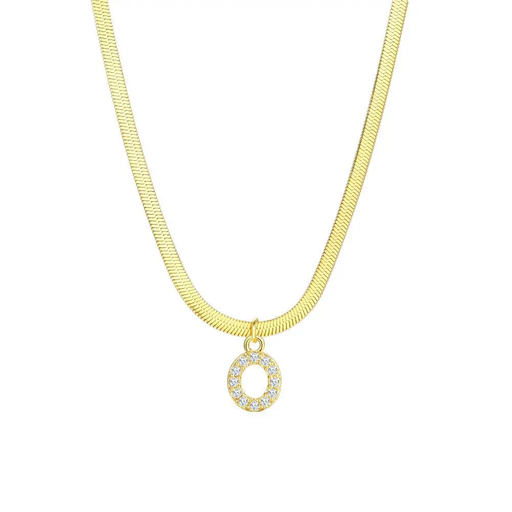 BowLift | Dainty Diamond Letter Initial Herringbone Necklace