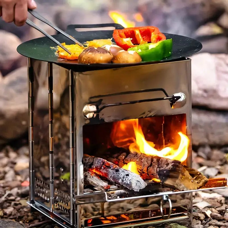 BowLift | FirePower Compact – Foldable Stainless Steel Wood Stove for Outdoor Activities
