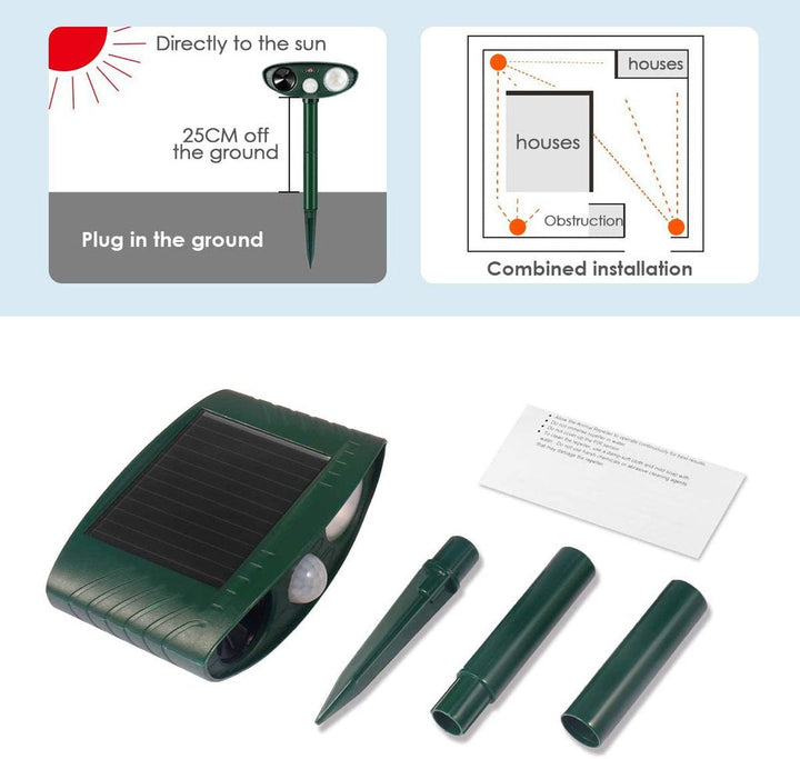 BowLift | Solar Powered Ultrasonic Rabbit Repeller with Flashing Light – Effective Pest Control for Gardens and Yards