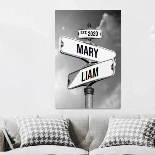 Personalized Canvas Vintage Street Sign For Couples | Bowlift