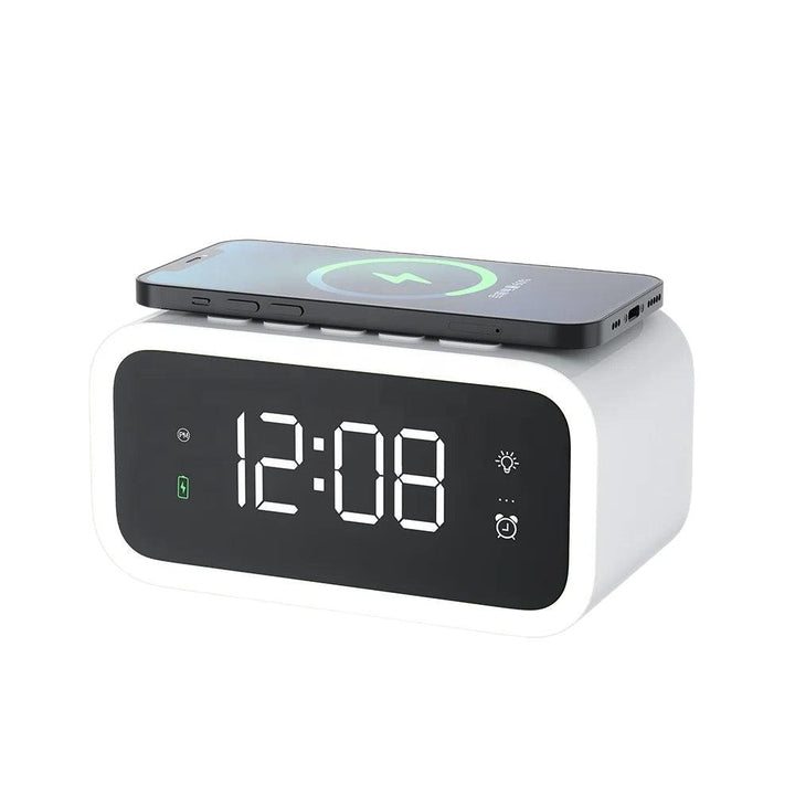 BowLift | 2-in-1 Alarm Clock with Wireless Charger – Digital LED Display | Qi-Compatible