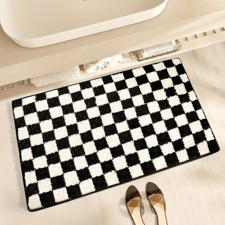 BowLift | Plush Checkered Grid Bath Mat