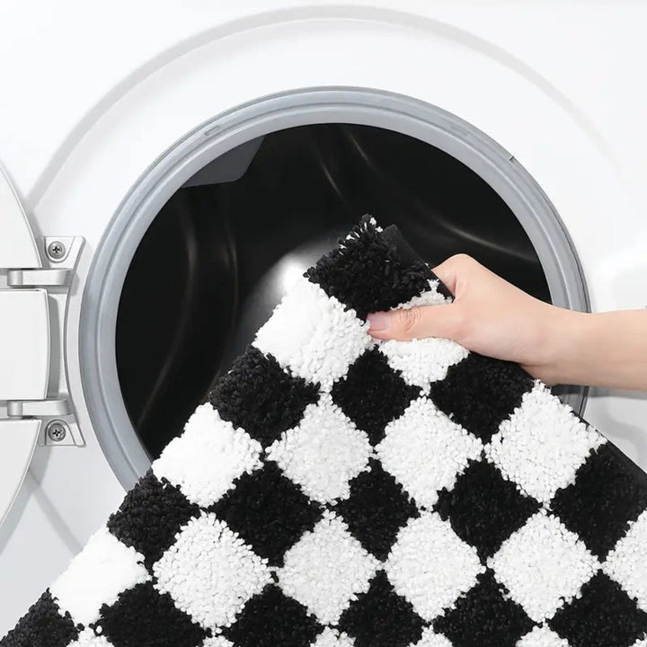 BowLift | Plush Checkered Grid Bath Mat