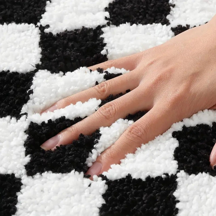 BowLift | Plush Checkered Grid Bath Mat