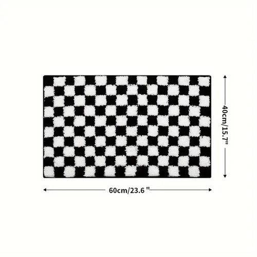 BowLift | Plush Checkered Grid Bath Mat