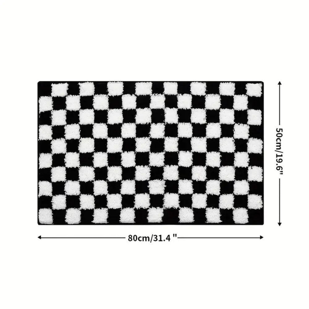 BowLift | Plush Checkered Grid Bath Mat