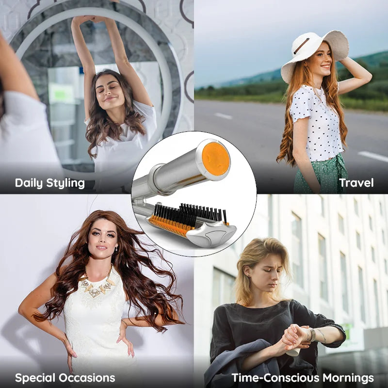 2-in-1 Rotating Hair Brush for Straightening and Styling