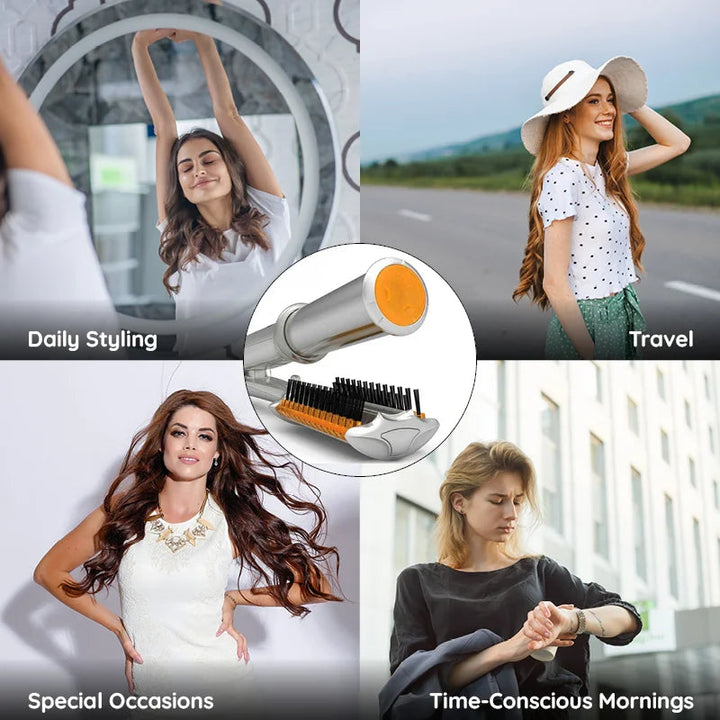 2-in-1 Rotating Hair Brush for Straightening and Styling